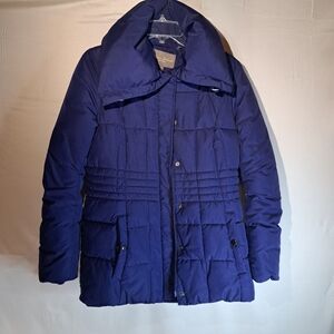 Marvin Richards New York Women Deep Blue Quiltted Puffer Jacket Funnel-Neck Sz S